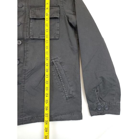 Indigo Star Military Field Jacket Men S Utility Patch Pockets Zip & Button Gray - Picture 5 of 13